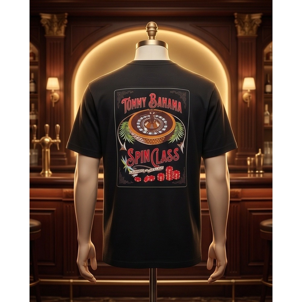 Tommy Bahama Mens XXXL Spin Class Roulette Wheel Graphic T-Shirt Black Cotton